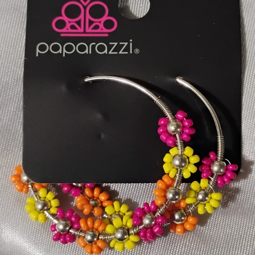 Paparazzi Colorful Floral Hoop Earrings